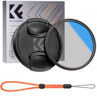 K&F Concept Zirkularpolarisationsfilter 49mm Zirkularer Polfilter Polarisationsfilter CPL Filter Cirkular mit Objektivdeckel, 18 Mehrschichtbeschichtungen, Polarisationsfilter Objektivdeckel-Halteband für Kameraobjektive, Nano-Klear-Serie