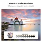 Filtre ND Variable ND2-400 (1-9 stops) 49mm, Filtre Variable Densité Neutre, 28 Couches de Nano-revêtement - Série Nano-Xcel