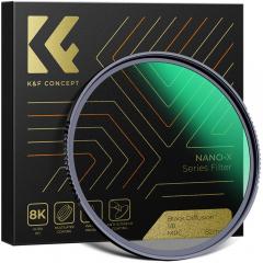 K&F Concept 52mm, Nano-X, filtro óptico preto macio 1/8 ultra-claro, revestido com filme verde à prova d'água, resistente a arranhões e anti-reflexo