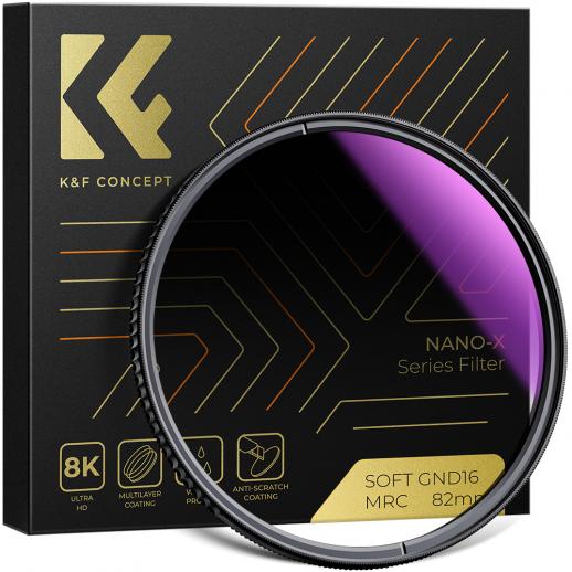 K&F Concept 77mm HD Soft GND8 Lens Filter, 3 Stop (0.9) Soft Graduated Neutral Density Filter with 28 Multi-Layer Coatings Waterproof/Scratch Resistant/Anti-reflectivity for Camera Lens