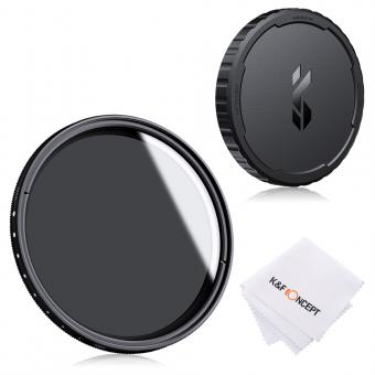 77MM Variable ND2-ND400 Filter+ Cleaning Cloth+ Filter Cap, Basic Adjustable Thin ND2~ND400 Neutral Density Cloth with Silicone Lens Cover 
