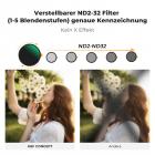 Verstellbarer ND2-32 Filter (1-5 Stopp) Kein X Effekt