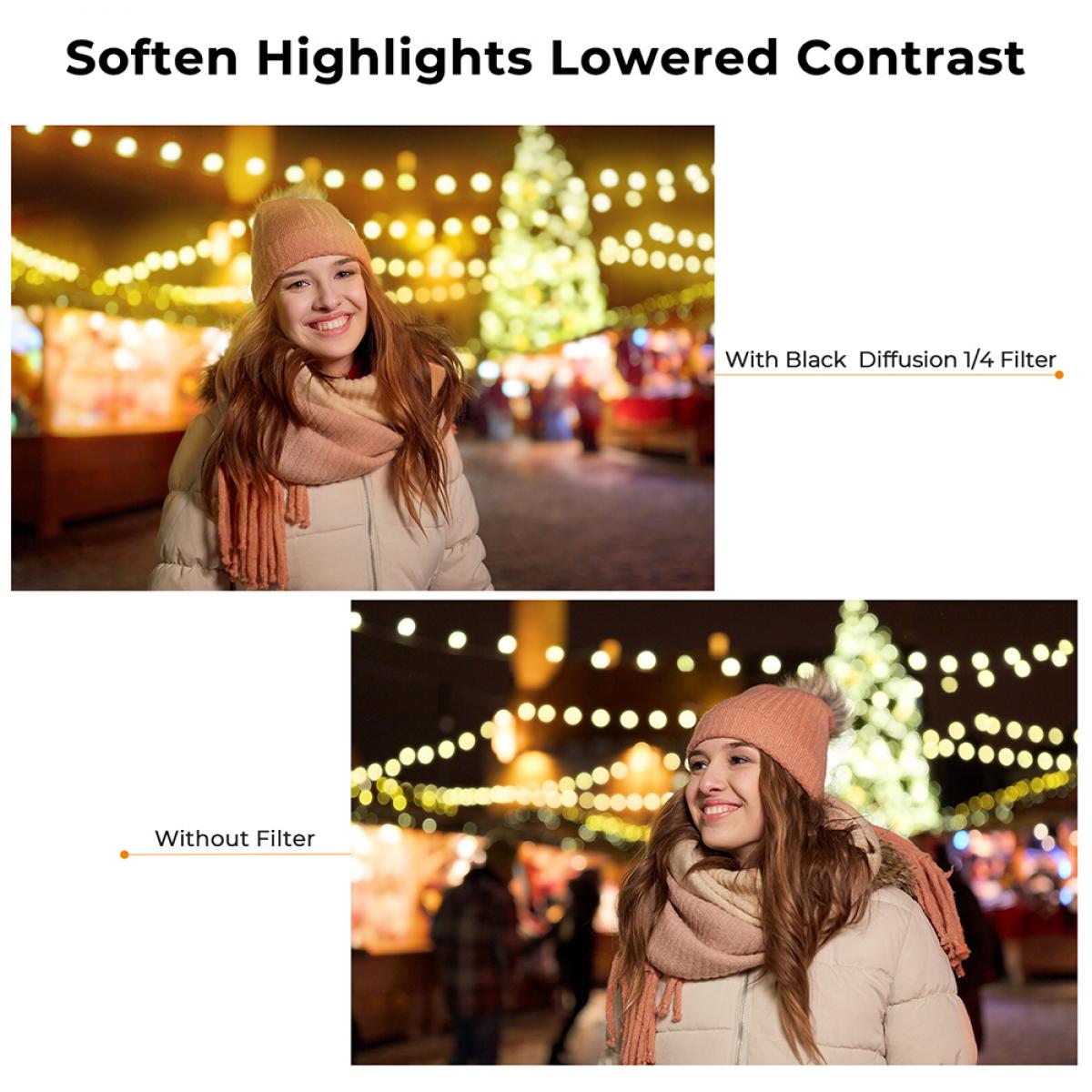 58mm svart tåkefilter 1/4, 28 lag antirefleks grønn film, vanntett og ripebestandig med linsedeksel i metall, Nano-serien