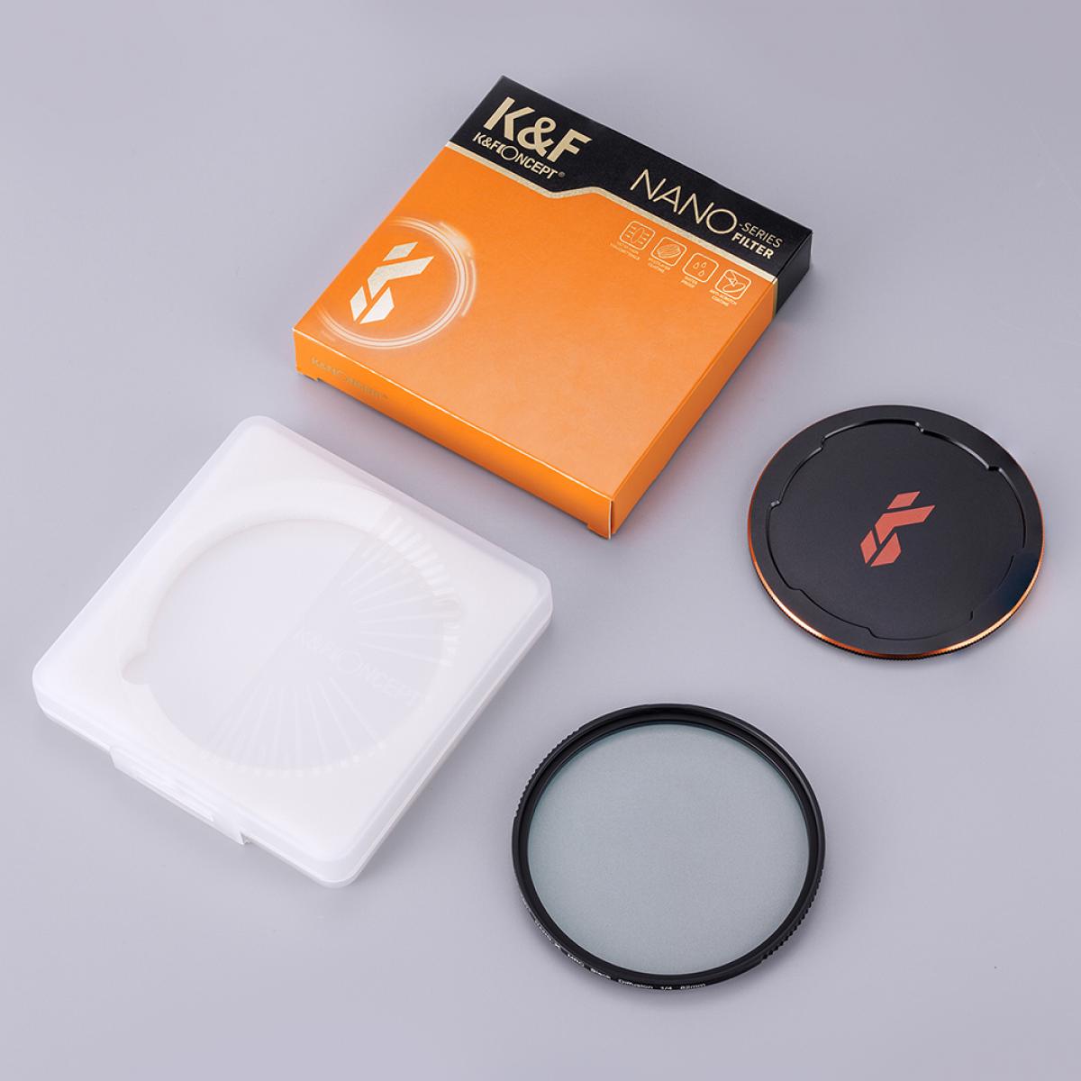 58mm svart tåkefilter 1/4, 28 lag antirefleks grønn film, vanntett og ripebestandig med linsedeksel i metall, Nano-serien