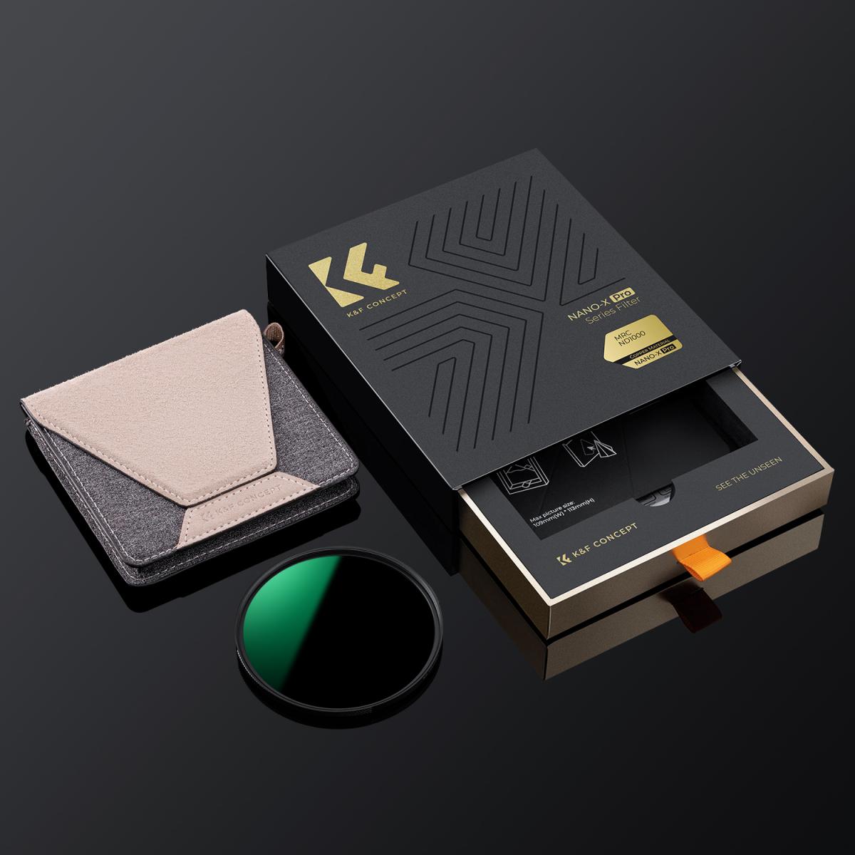67 mm ND1000-filter, HD ultratynn kobberramme, 36-lags antirefleksjonsgrønn film, Nano-X PRO-serien