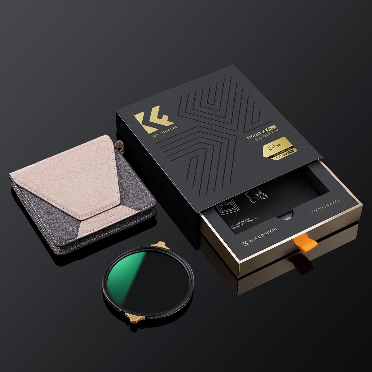 K&F Concept Variabelt ND-filter 77 mm ND2-ND32 (1-5 steg) Ultratunn HD Kopparram Variabelt Neutral Density Filter Nano-Xcel PRO-Serien