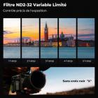 Filtre d'objectif ND variable 82 mm, True Color et ultra-faible réflexion, ND2-32 (1 à 5 arrêts), filtre HD à densité neutre réglable avec 28 revêtements multicouches pour objectifs d'appareil photo - Série Nano-X