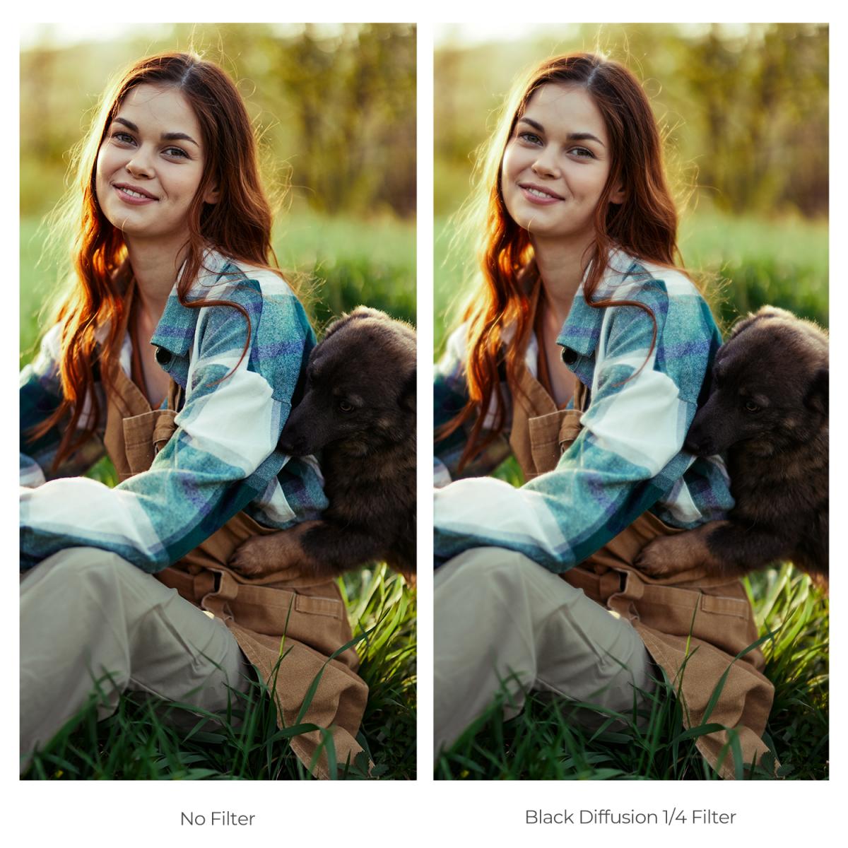 77 mm sort tågefilter 1/4 + 3 stk renseklud med 18 flerlagsbelægninger Nano K-serien