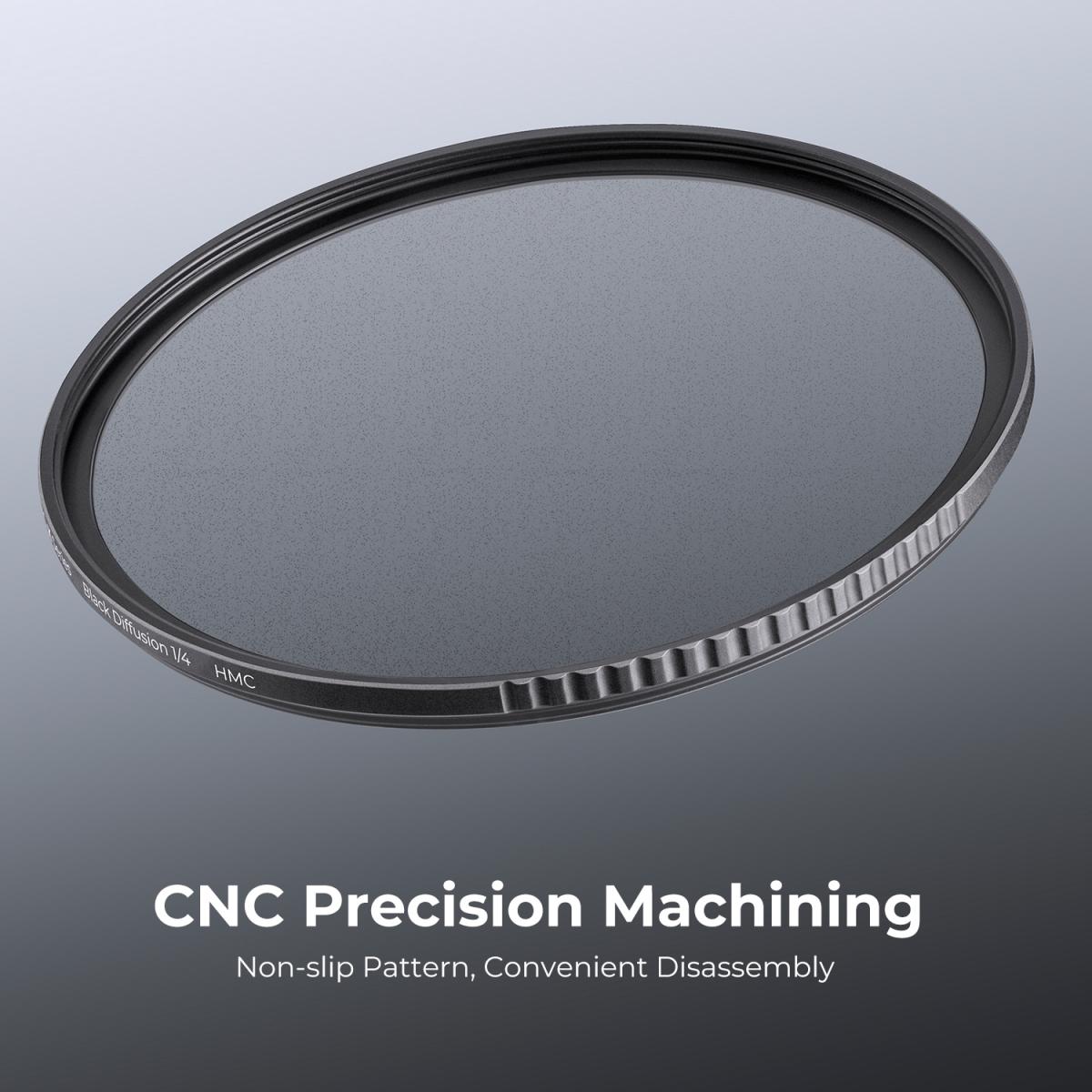 77 mm sort tågefilter 1/4 + 3 stk renseklud med 18 flerlagsbelægninger Nano K-serien