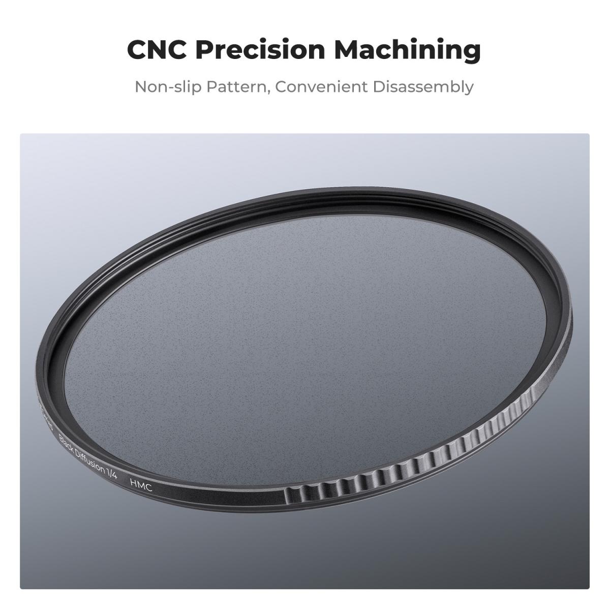 37 mm sort tågefilter 1/4 + 3 stk renseklud med 18 flerlagsbelægninger Nano K-serien