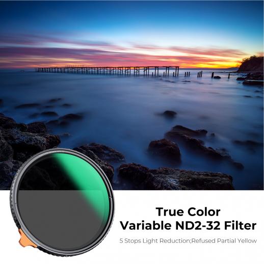 62mm Filtro ND Variable Color Verdadero ND2-ND32, Serie Nano-X - K&F Concept