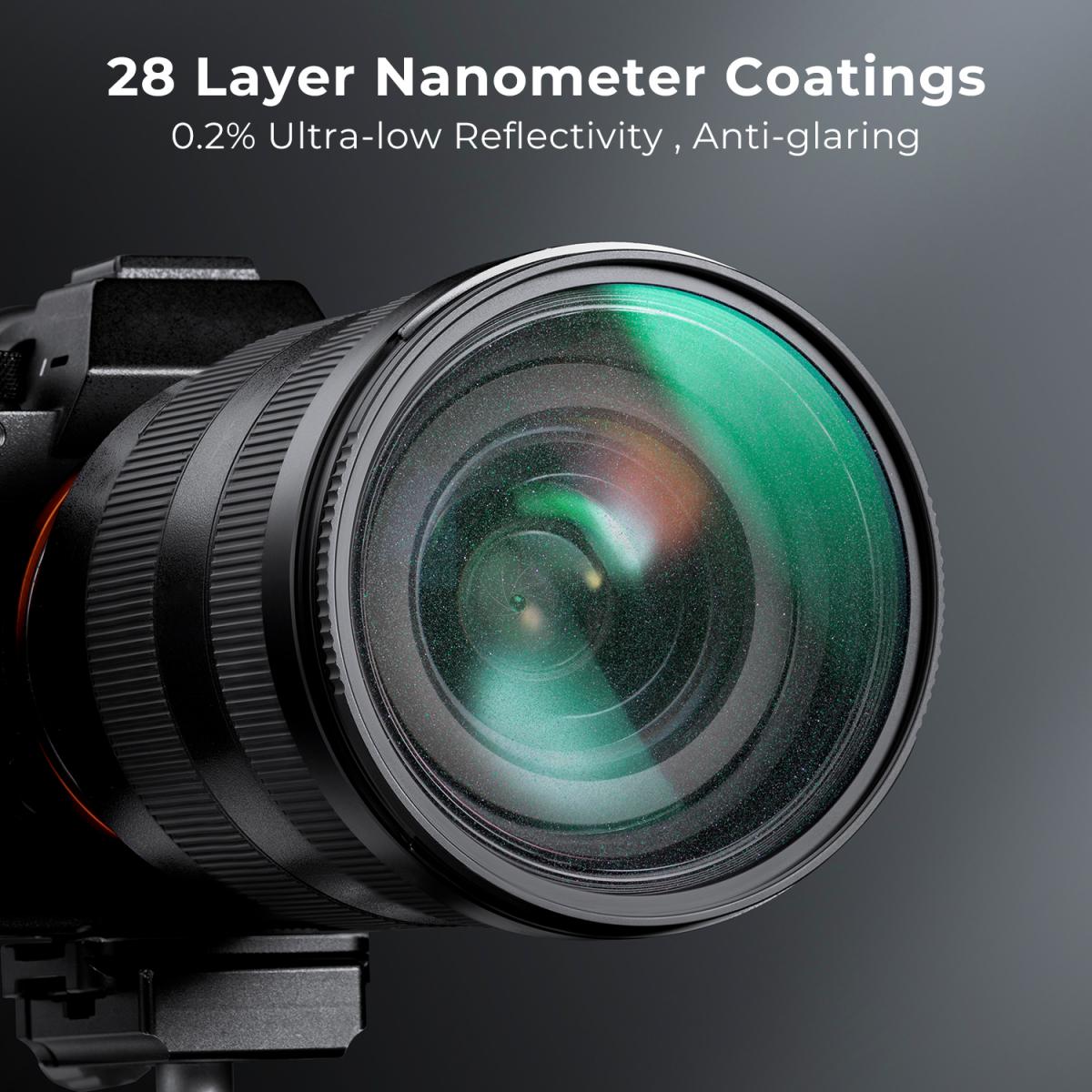 49 mm Nano-X-Microlight Ayna, Optik Cam, Ultra Net, Çizilmez Yansıma Önleyici Su Geçirmez Yeşil Film Nano-X Serisi