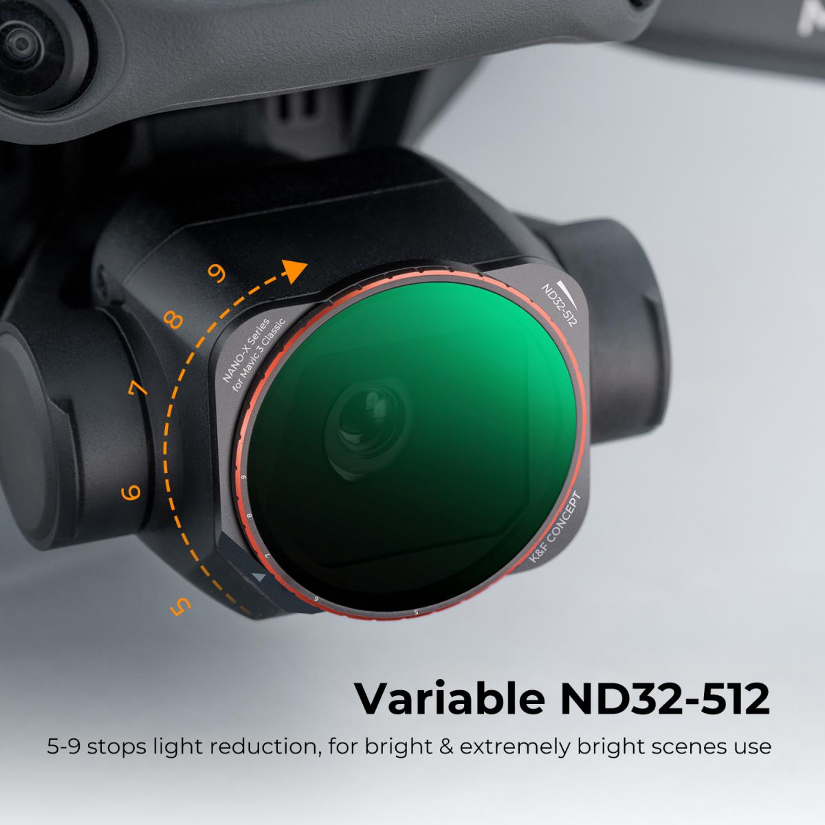DJI Mavic 3 Classic ND32-512 Lens Filtresi (5-9 Durdurma), 28 Çok Kaplamalı Değişken Nötr Yoğunluk Filtresi