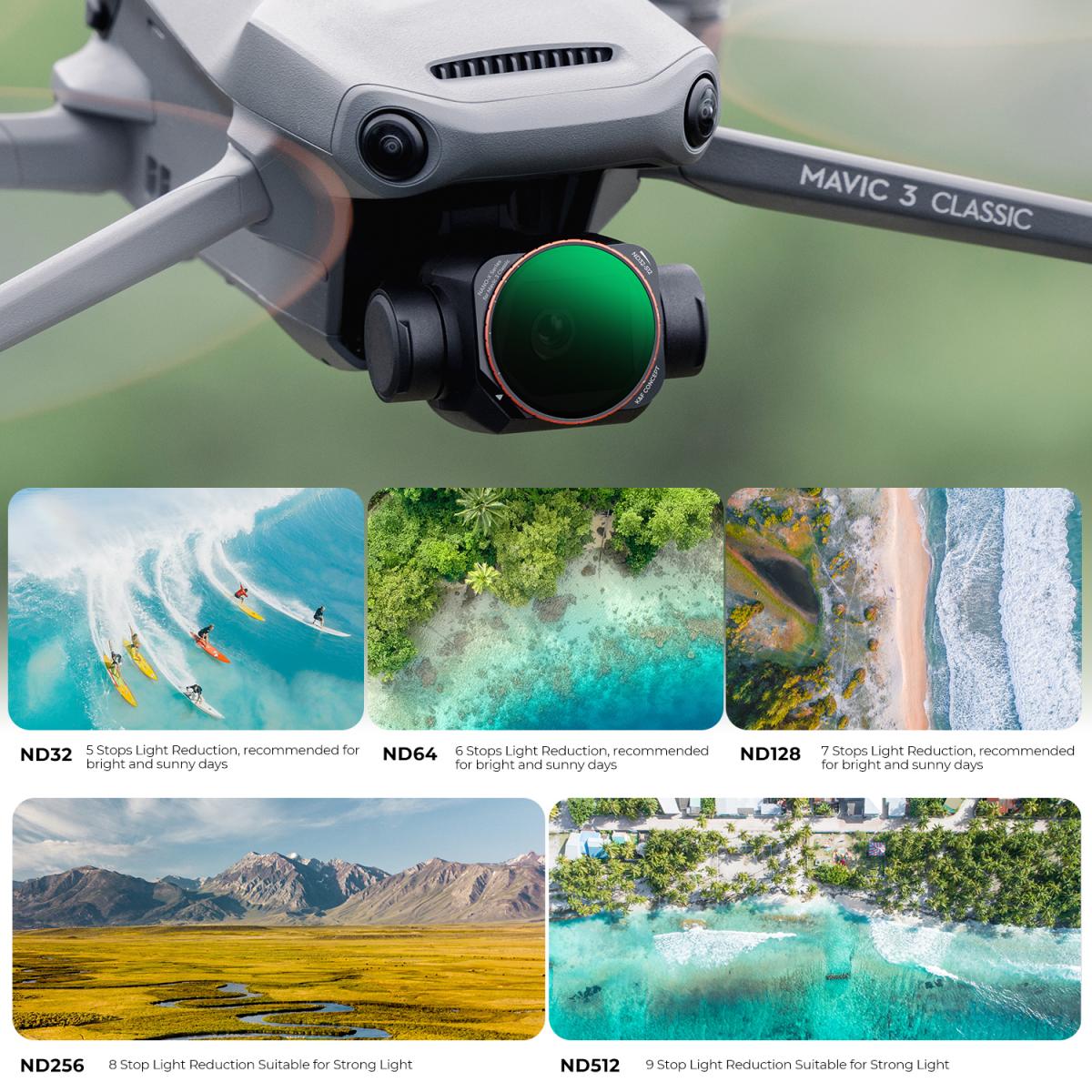 DJI Mavic 3 Classic ND32-512 Lens Filtresi (5-9 Durdurma), 28 Çok Kaplamalı Değişken Nötr Yoğunluk Filtresi