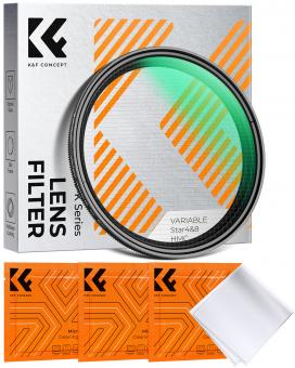 Filtre Étoile 72mm Filtre à Effet Scintillant Variable 4-8 Points avec 3 Chiffons de Nettoyage, 18 Couches de Nano-revêtement Nano-Klear