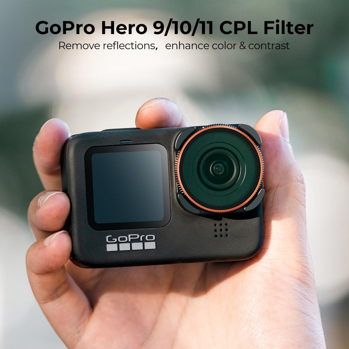 Aksiyon Kamerası Filtreleri CPL, yüksek çözünürlüklü lens, yansıma önleyici yeşil film, GOPOR HERO9 /10/11 için su geçirmez ve çizilmeye karşı dayanıklı