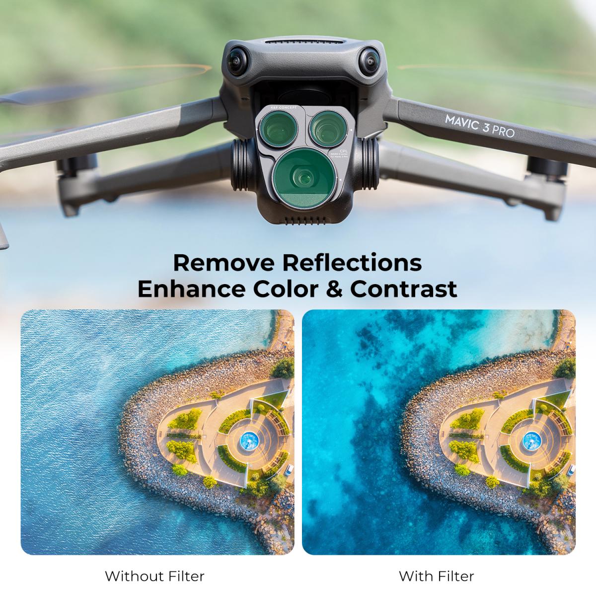 Dronefilter DJI Mavic 3 Pro CPL-filter multibelagt HD optisk glass med anti-reflekterende grønt belegg