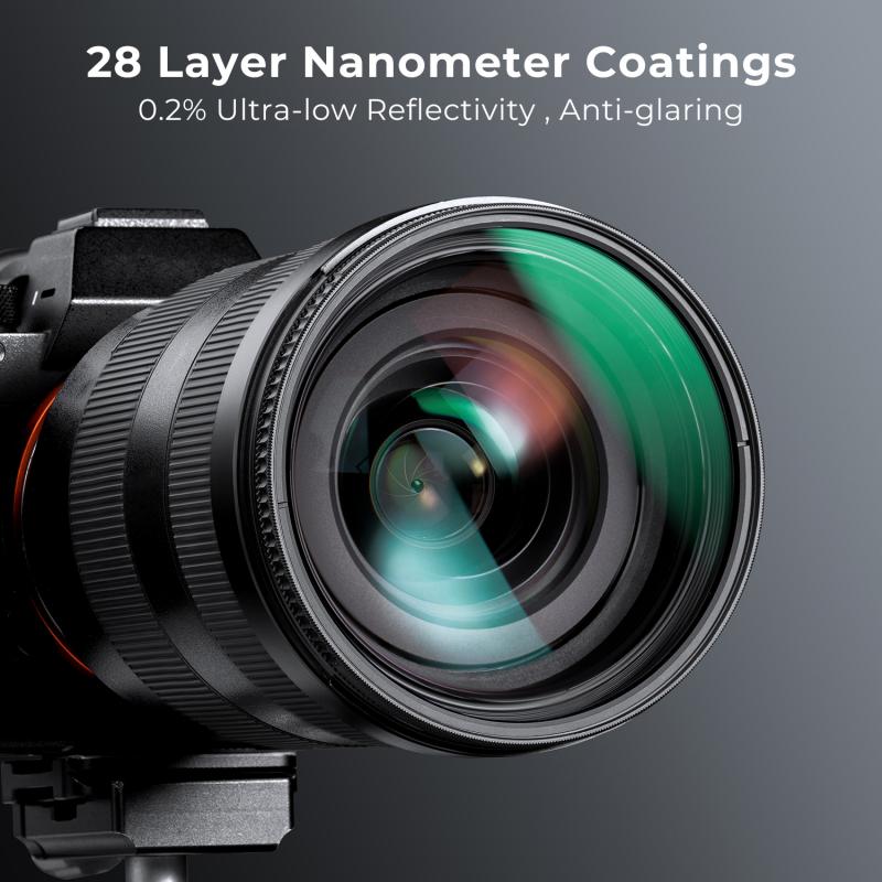 Types of camera filters: UV, polarizing, neutral density, color correction.