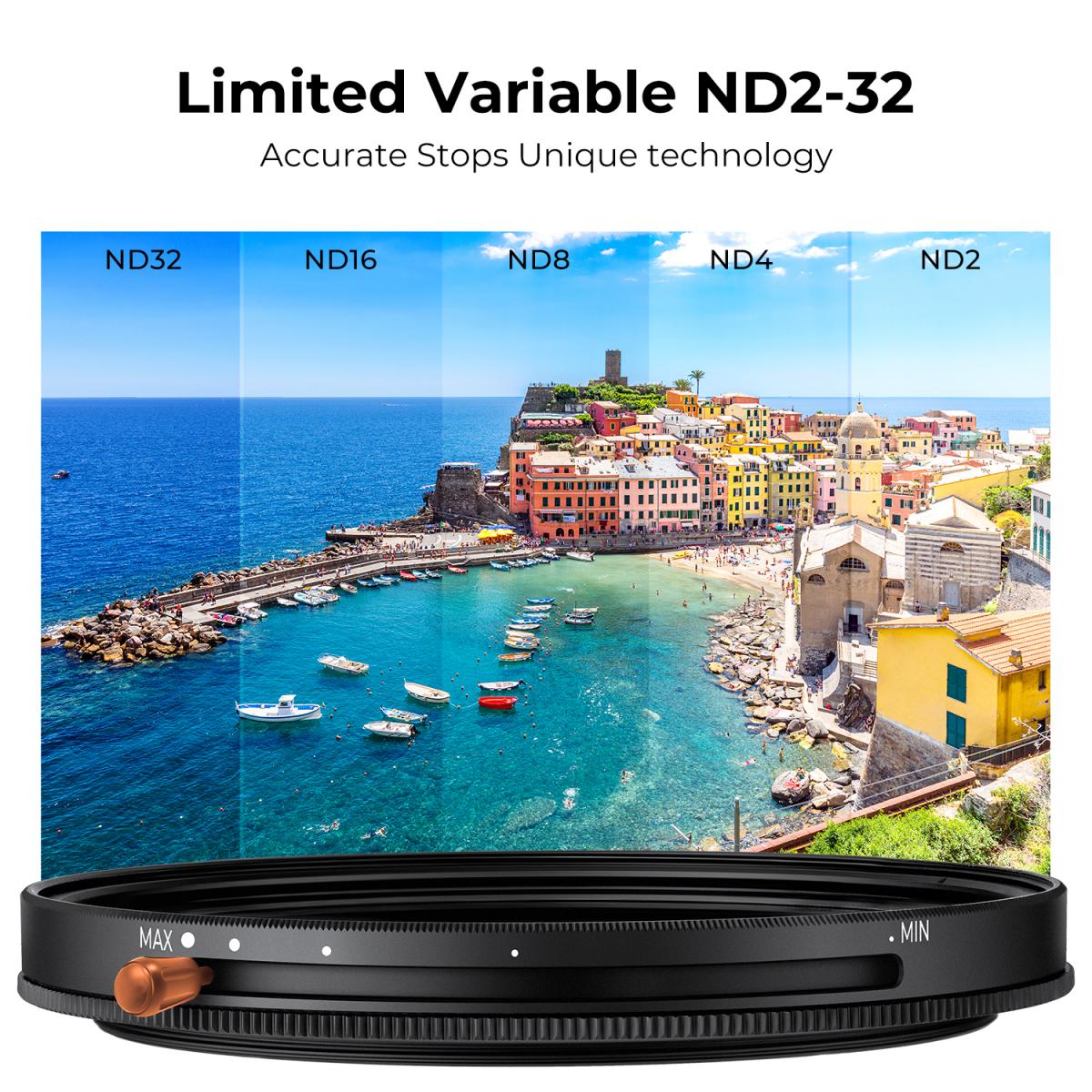 55 mm ND & CPL 2 i 1 objektivfilter, ND2-ND32 (1-5 stop) variabel neutral tæthed og polarisator til kameralinse Nano Dazzle-serien