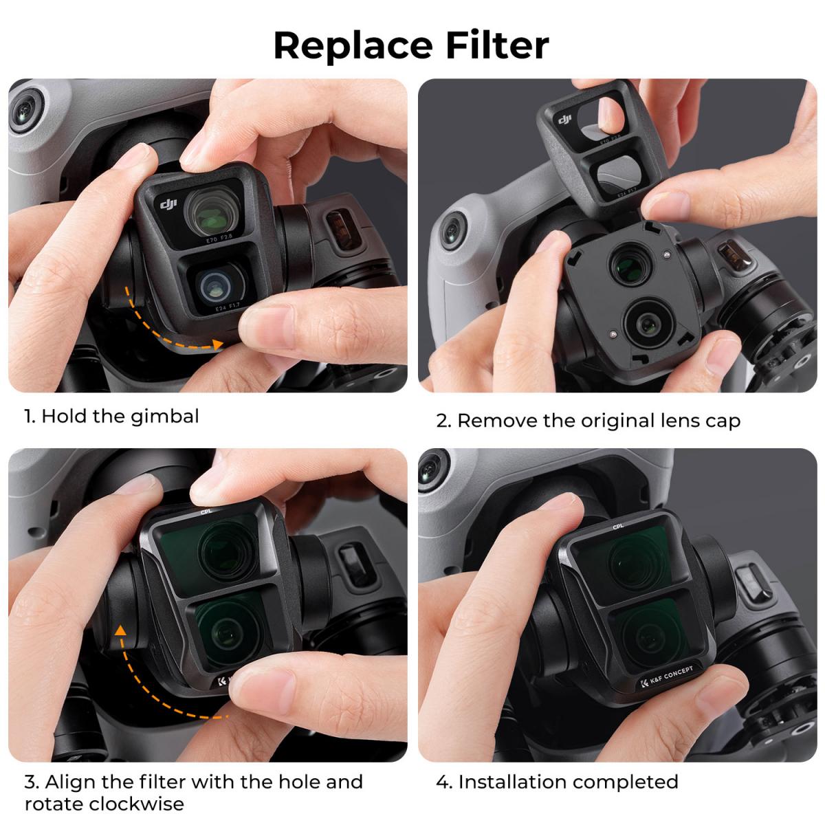 DJI Air 3 CPL -suodatin, pyöreä polarisaattori, 28-kerroksinen monipinnoitettu HD-optinen lasisuodatin