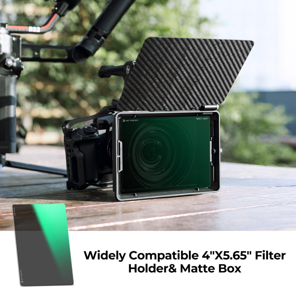 K&F Concept Filtro Densità Neutra ND8 Quadrato da 4"x5,65",Filtro Densità Neutra per Cinema Vetro Ottico HD con 28 Strati Rivestimento Compatibile con Tilta SmallRig Matte Box Neewer