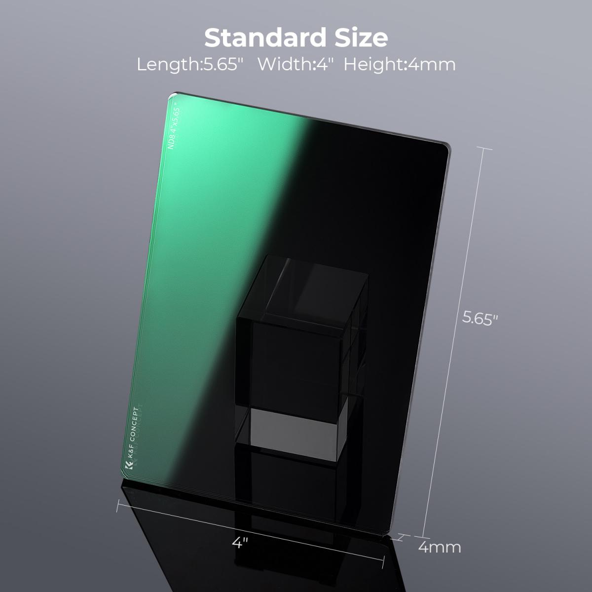 K&F Concept Filtro Densità Neutra ND8 Quadrato da 4"x5,65",Filtro Densità Neutra per Cinema Vetro Ottico HD con 28 Strati Rivestimento Compatibile con Tilta SmallRig Matte Box Neewer