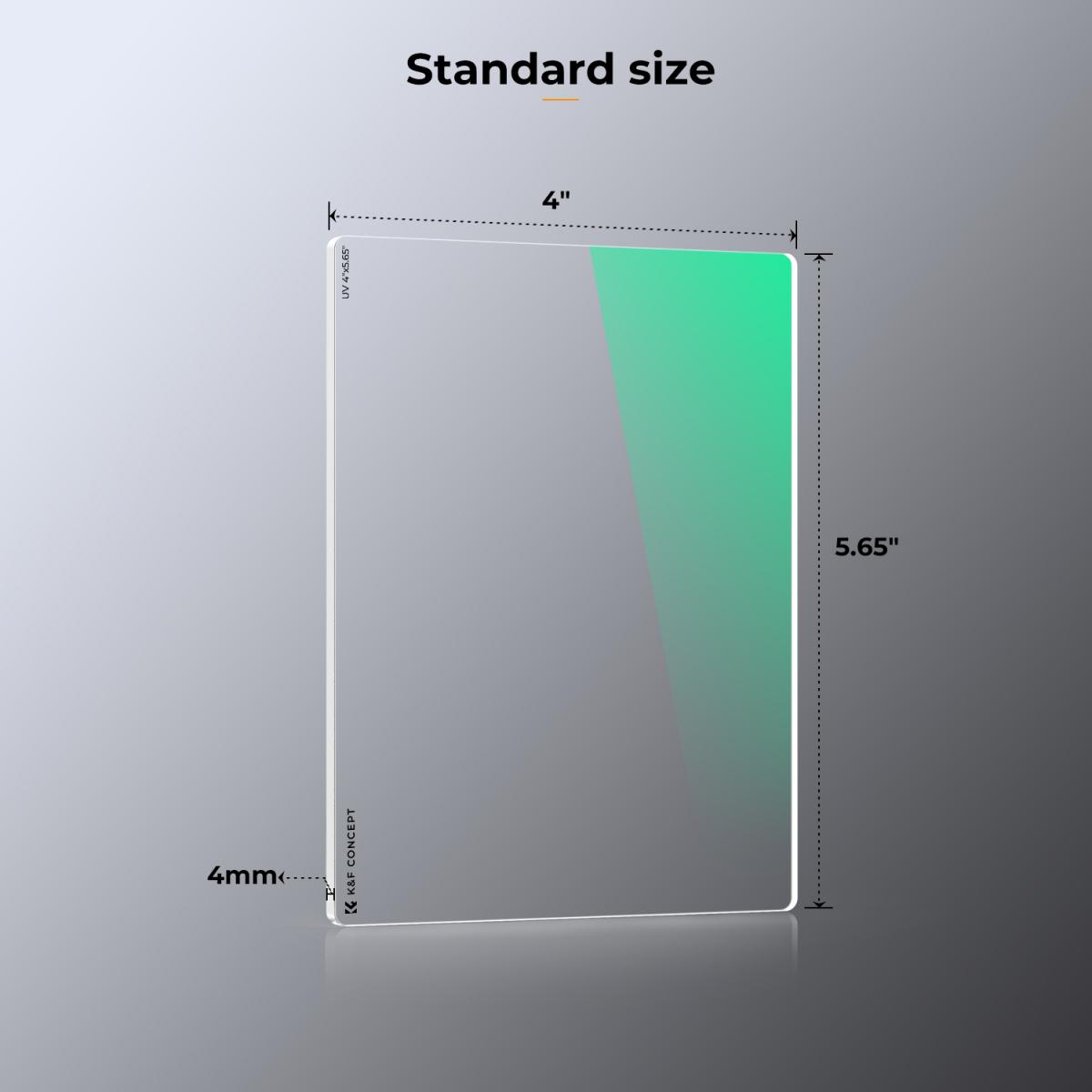 K&F Concept Filtro UV Quadrato da 4"x5,65", Filtro Protettivo per Cinema Vetro Ottico HD con 28 Strati Rivestimento Multiplo Compatibile con Tilta SmallRig Matte Box Neewer