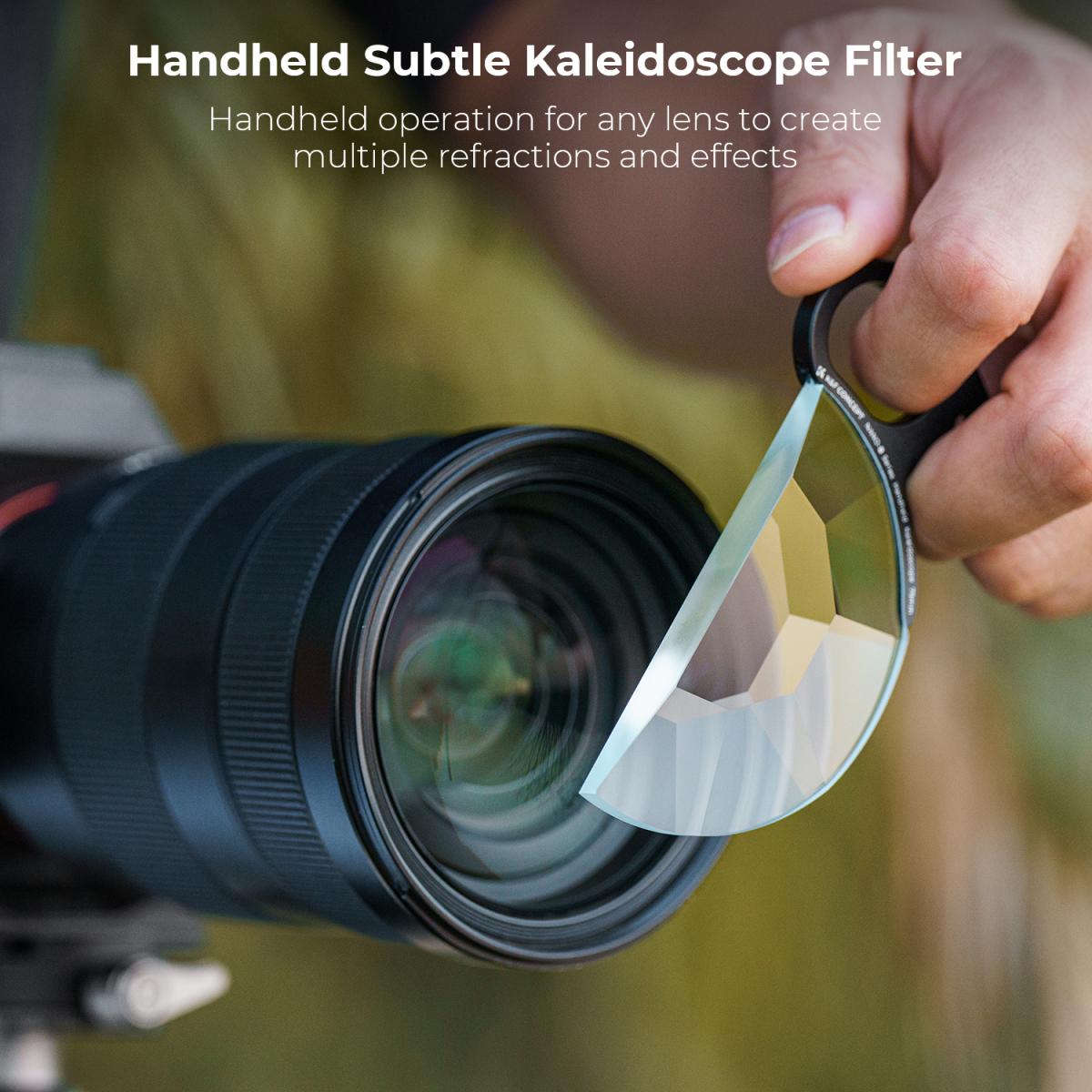 79mm Handheld Kaleidoscope Filter, Semicircular Special Effects Filter with 3pcs Vacuum Cleaning Cloths Nano-B Series