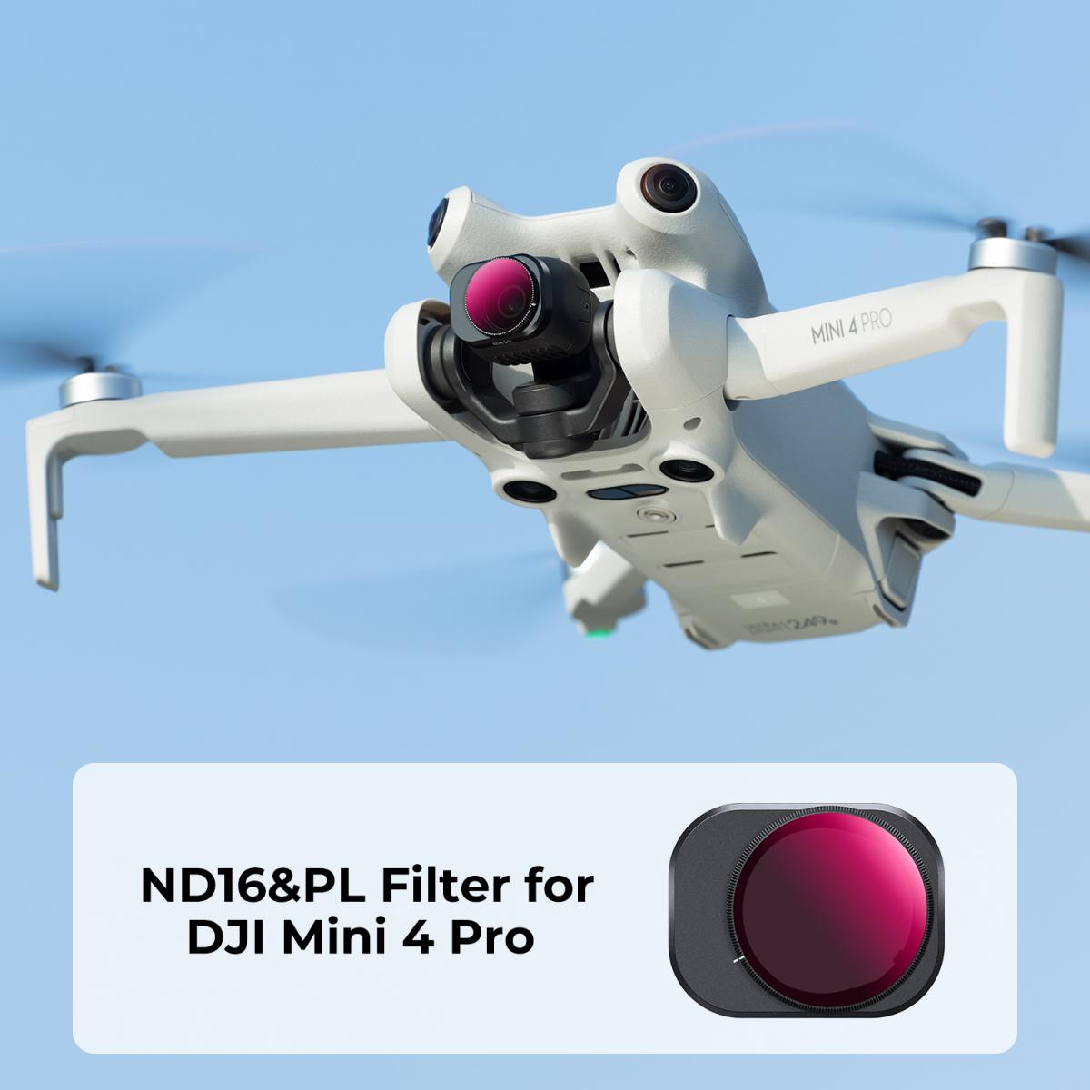 ND16&PL Filtre DJI Mini 4 Pro ile Uyumlu, Sabit 4 Duraklı Işık Azaltma ve Polarizasyon 2'si 1 Arada Filtre, Çok Fonksiyonlu HD Optik Cam Filtre