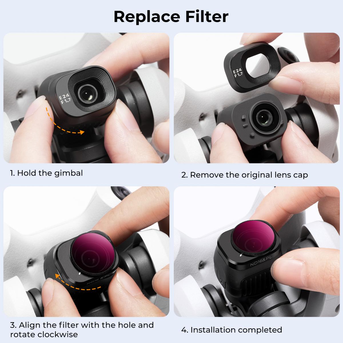 ND16&PL Filtre DJI Mini 4 Pro ile Uyumlu, Sabit 4 Duraklı Işık Azaltma ve Polarizasyon 2'si 1 Arada Filtre, Çok Fonksiyonlu HD Optik Cam Filtre