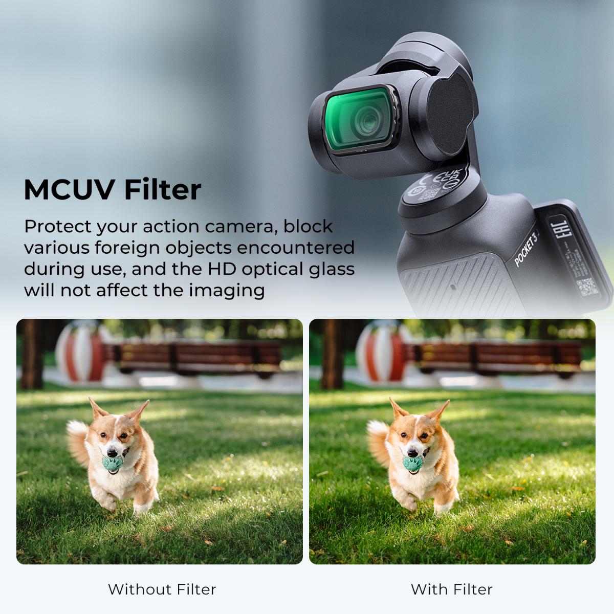 Filtro magnético de proteção UV K&F Concept para DJI Osmo Pocket 3, vidro óptico HD nano-revestido de 28 camadas