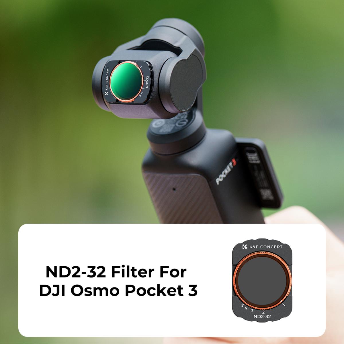 K&F Concept VND2-32 Filter for DJI Osmo Pocket 3 Magnetic Variable Neutral Density Filter with 28 Layer nano-coated HD Optical Glass
