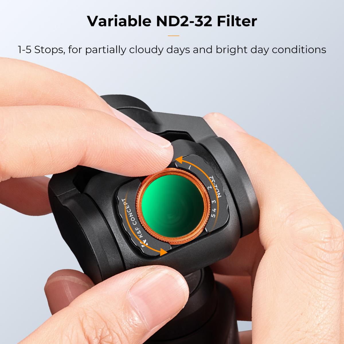 K&F Concept VND2-32 Filter for DJI Osmo Pocket 3 Magnetic Variable Neutral Density Filter with 28 Layer nano-coated HD Optical Glass
