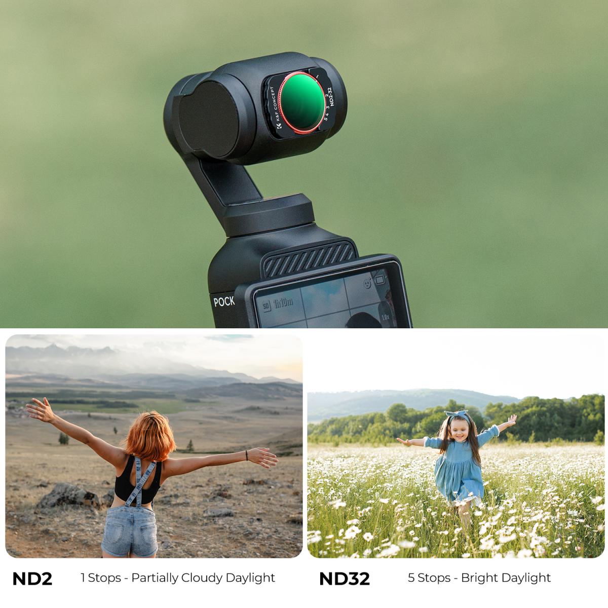 K&F Concept VND2-32 Filter for DJI Osmo Pocket 3 Magnetic Variable Neutral Density Filter with 28 Layer nano-coated HD Optical Glass