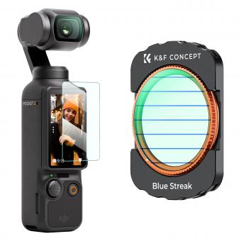 Filtre Blue Streak Magnétique pour DJI Osmo Pocket 3, Filtre à Effet Spéciaux Anamorphique Cinématographiques