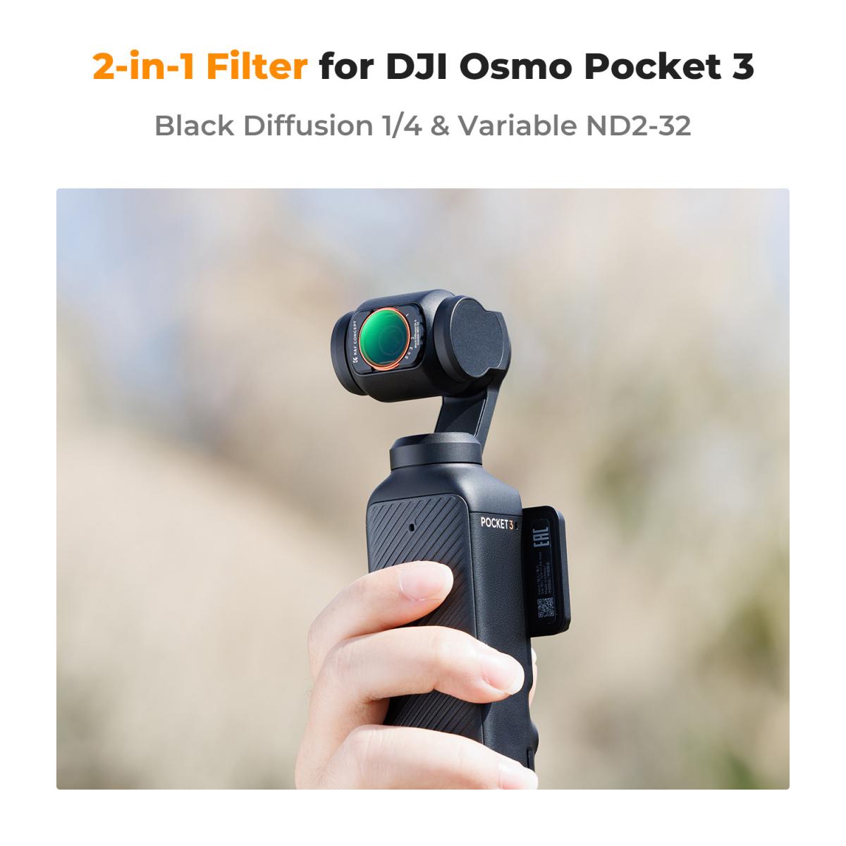 Magnetic Variable ND2-32 + Black Mist 1/4 Filter Set for DJI Osmo Pocket 3, Multi Coated HD Optical Glass