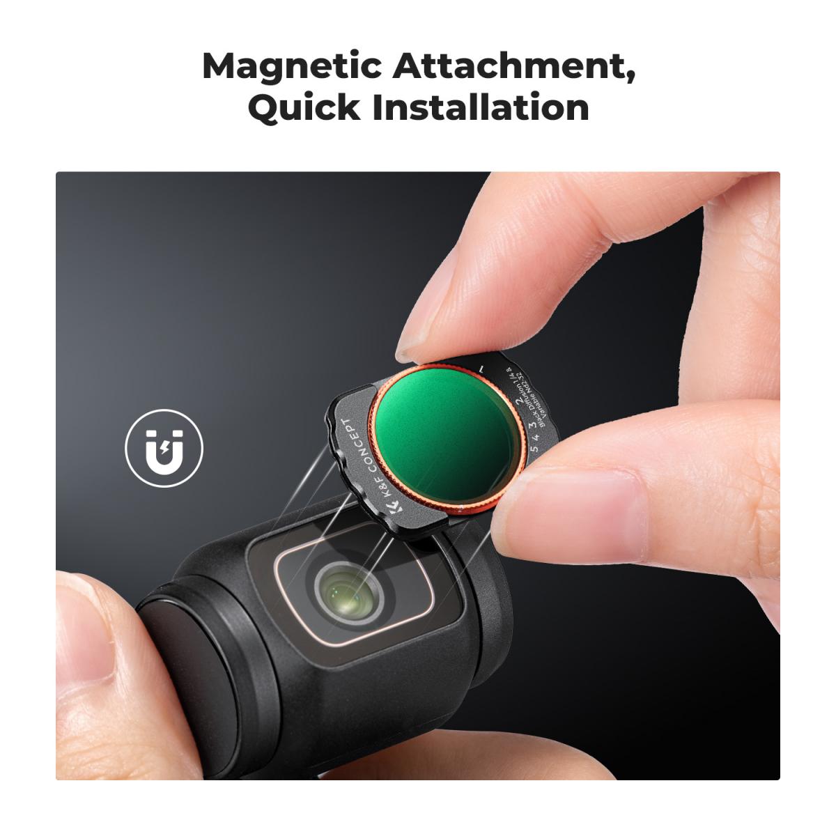 Magnetic Variable ND2-32 + Black Mist 1/4 Filter Set for DJI Osmo Pocket 3, Multi Coated HD Optical Glass