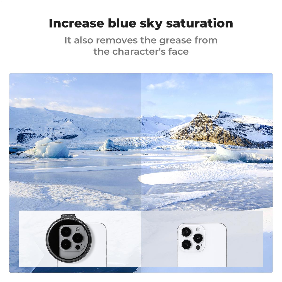 K&F Concept CPL-filter för mobiltelefoner, magnetiska polariserande filter med fästbara magnetiska CPL-filterkit, magnetisk cirkulär polarisator för mobiltelefonkameror, kompatibel med iPhone/Galaxy S22 S23 Ultra och 67 mm kameralinser