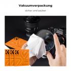 Gratis 3 Stück vakuumverpackte Reinigungstücher, sicher und sauber, schadet dem Objektivfilter nicht