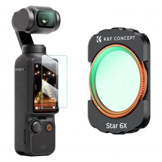 K&F Concept Magnetic Star Filter do DJI Osmo Pocket 3, 6-punktowy filtr obiektywu Cross Screen Starburst Sparkling Effect, szkło optyczne/HD/filtry wielowarstwowe