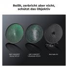 Das Glas von explosionsgeschützten UV-Filtern besteht aus zwei miteinander verbundenen Schichten. Selbst wenn der Filter zerbricht, werden die Bruchstücke durch die Klebeschichten gehalten, so dass das Glas nicht beschädigt wird.