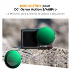 Filtre ND2-32 variable compatible avec DJI Osmo Action 5 Pro/Osmo Action 4/Osmo Action 3, installation par encliquetage, pas besoin de retirer le filtre d'origine