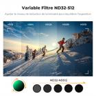 Filtre variable ND32-512 compatible avec DJI Osmo Action 5 Pro//Osmo Action 4/Osmo Action 3, installation par encliquetage, pas besoin de retirer le filtre d'origine