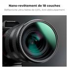 Filtre polarisant circulaire à diffusion noire 2 en 1 77 mm 1/4 et CPL avec 18 revêtements multicouches Série Nano-Klear