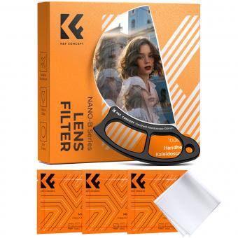 Filtre kaléidoscope portable 100 mm, filtre à effets spéciaux semi-circulaire avec 3 chiffons de nettoyage sous vide série Nano-B