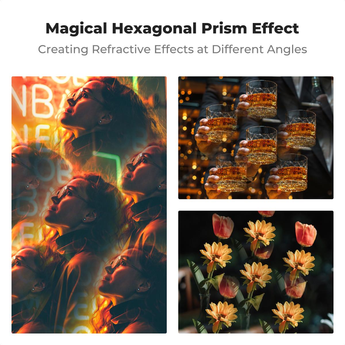 Filtro de prisma caleidoscópio de 67 mm, vidro óptico, filtro de lente de câmera hexagonal central com efeito especial, série Nano-Basic