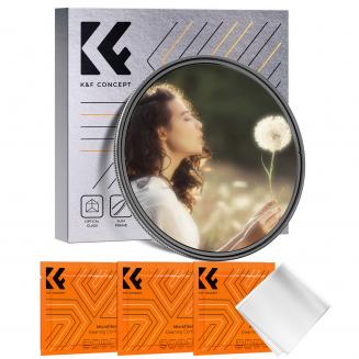K&F Concept 2 in 1 Filter 77mm Black Mist 1/4 & ND2-ND32 Filter, Black Pro Mist 1/4 & Variabler ND2-32 (1-5 Blendenstufen) Filter mit Multi-Beschichtung Nano-Klear Serie