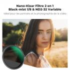 Filtre d'objectif 72 mm Black Mist 1/8 et filtre variable ND2-32 2 en 1 Filtre à densité neutre à effet cinématographique avec 18 revêtements multicouches - Série Nano-Klear