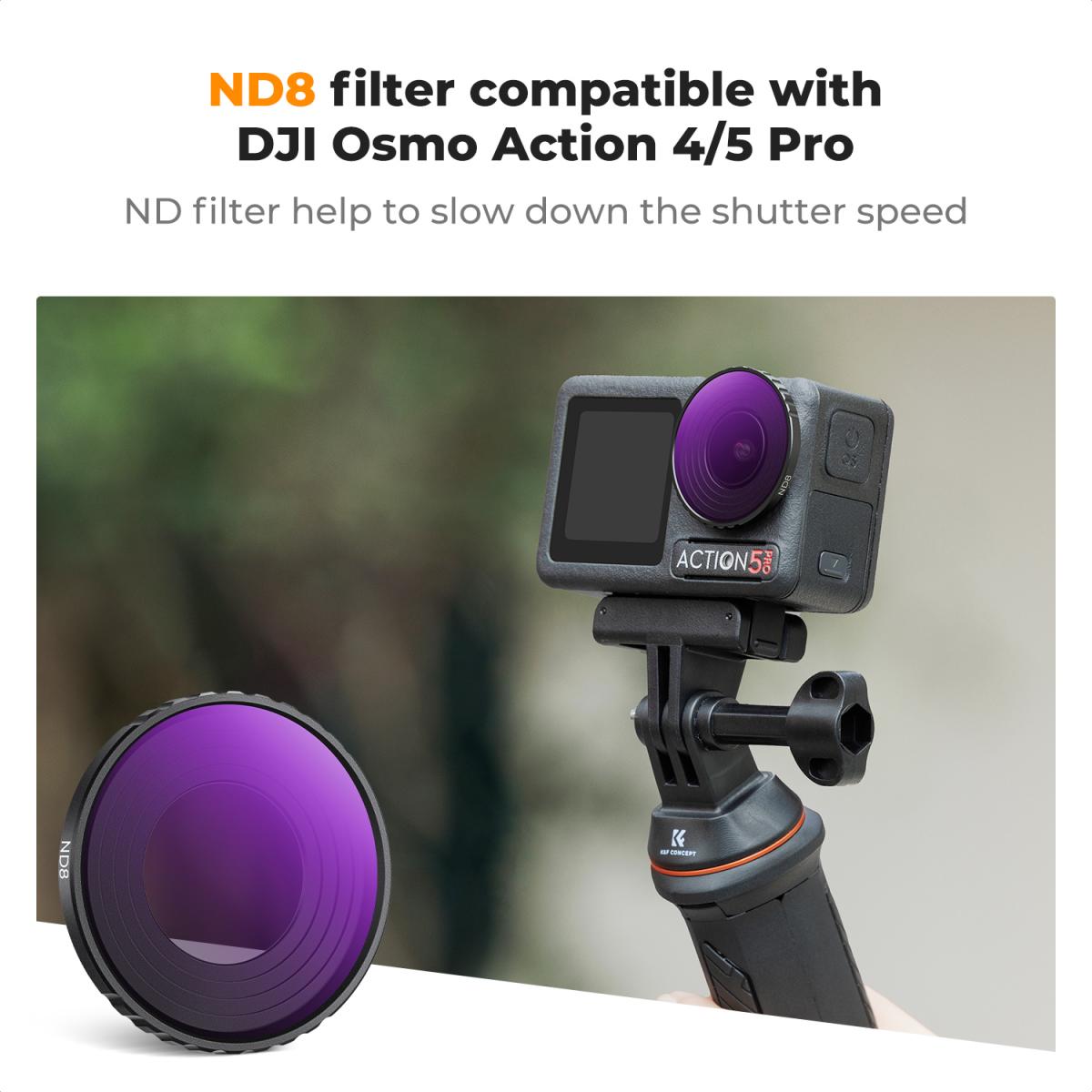 ND8 (3 stopp) objektivfilter nøytral tetthet med 28-lags belegg Kompatibel med DJI Osmo Action 4, Osmo Action 5 Pro