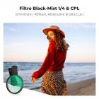 67mm Kit Filtro obiettivo per Fotocamera per Telefono 2 in 1 con Clip  CPL&Black Mist 1/4, Applicabile a Tutti i Modelli di Telefono Cellulare